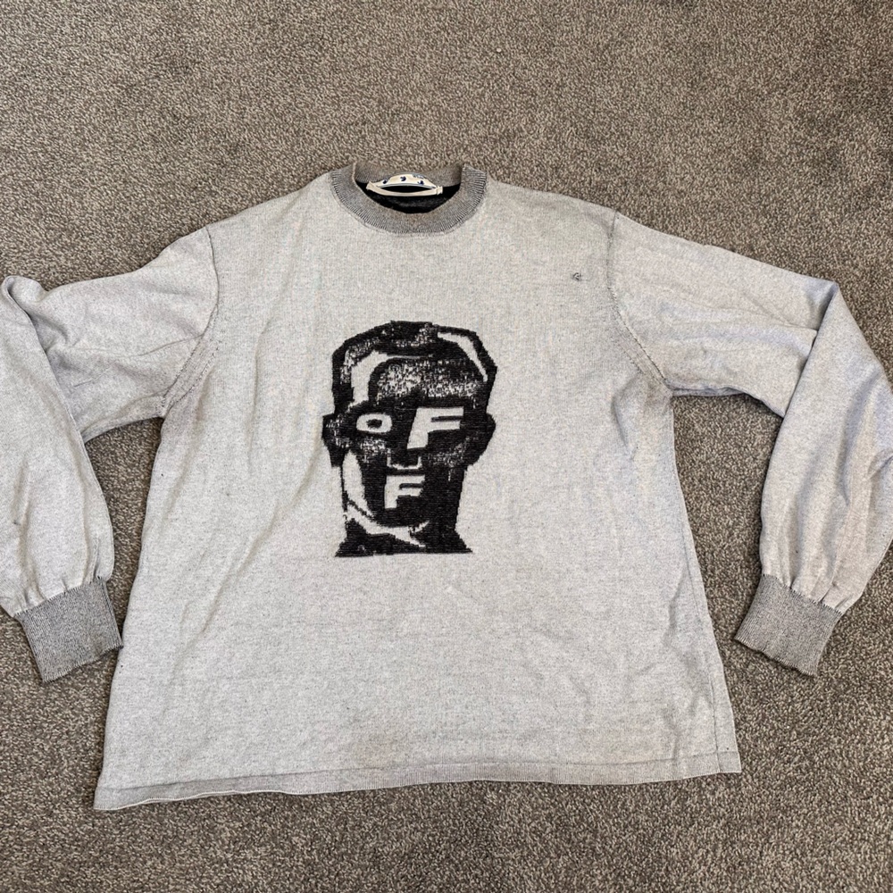 Off-White Gray Sweatshirt with Black Accents